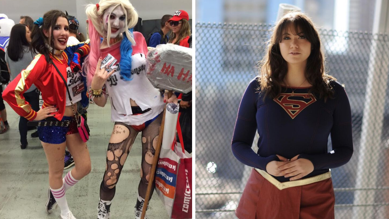Harley Quinn. Droite : Supergirl.
