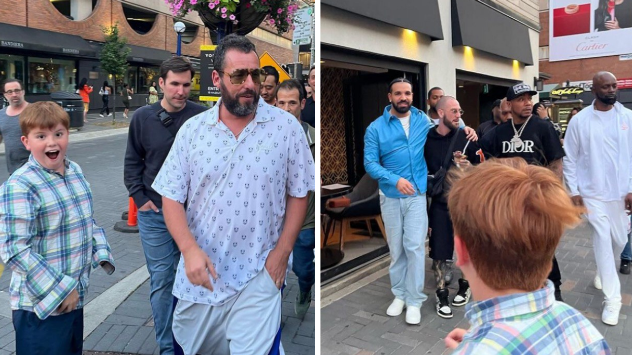 Harrison meeting Adam Sandler and Drake in Toronto.