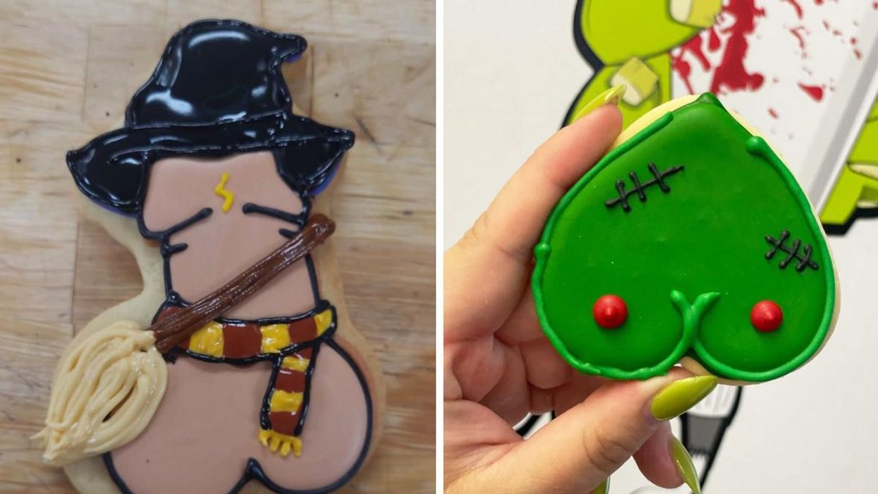 Harry Cocker cookie. Right: Zombie cookie.