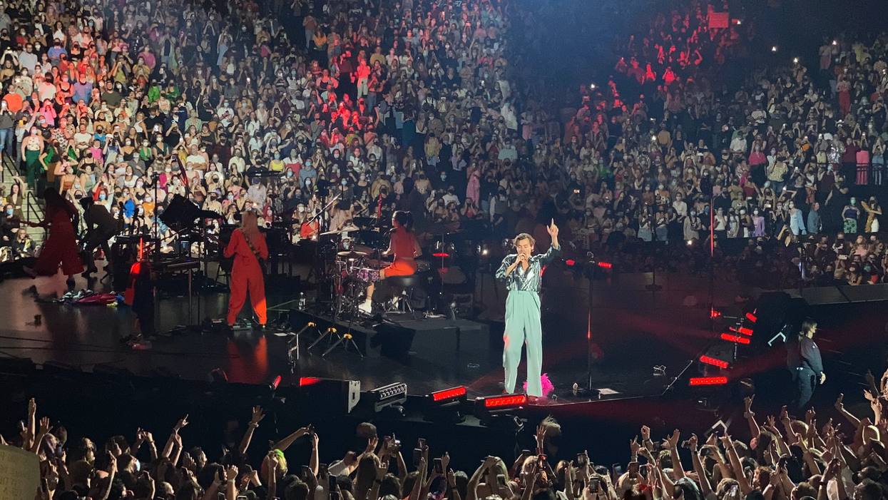 Harry Styles at a concert in 2021.