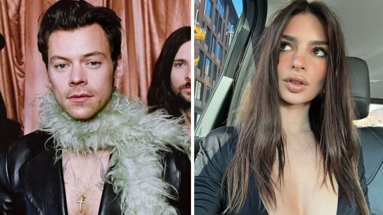 Harry Styles. Right: Emily Ratajkowski.