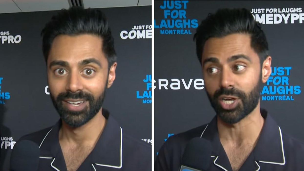 Hasan Minhaj calling out Montreal and Simu Liu on the Just For Laughs red carpet.