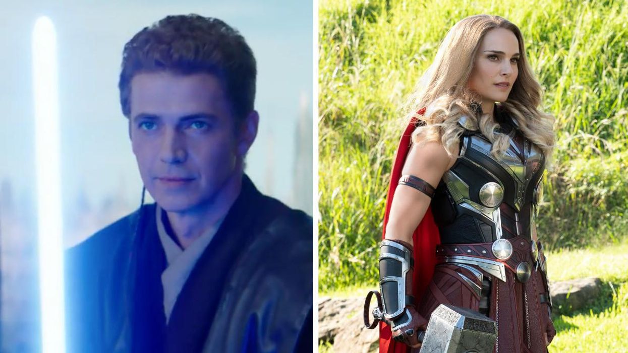 Hayden Christensen as Anakin Skywalker in 'Star Wars: Obi-Wan Kenobi.' Right: Natalie Portman As Jane Foster in 'Thor: Love And Thunder.'