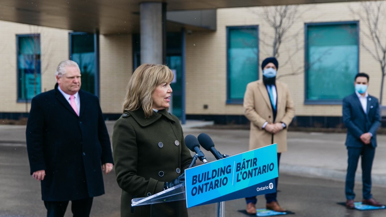 Health Minister Christine Elliott making a government announcement.