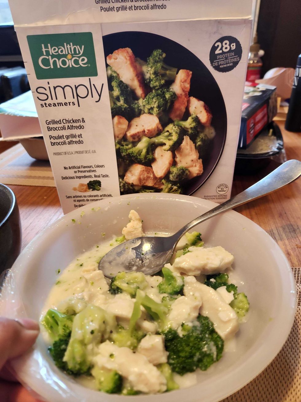 Healthy Choice Grilled Chicken & Broccoli Alfredo, $5.32 for 259 grams.
