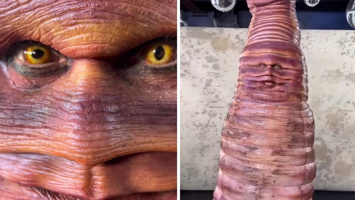 Heidi Klum dressed as a worm for Halloween 2022.