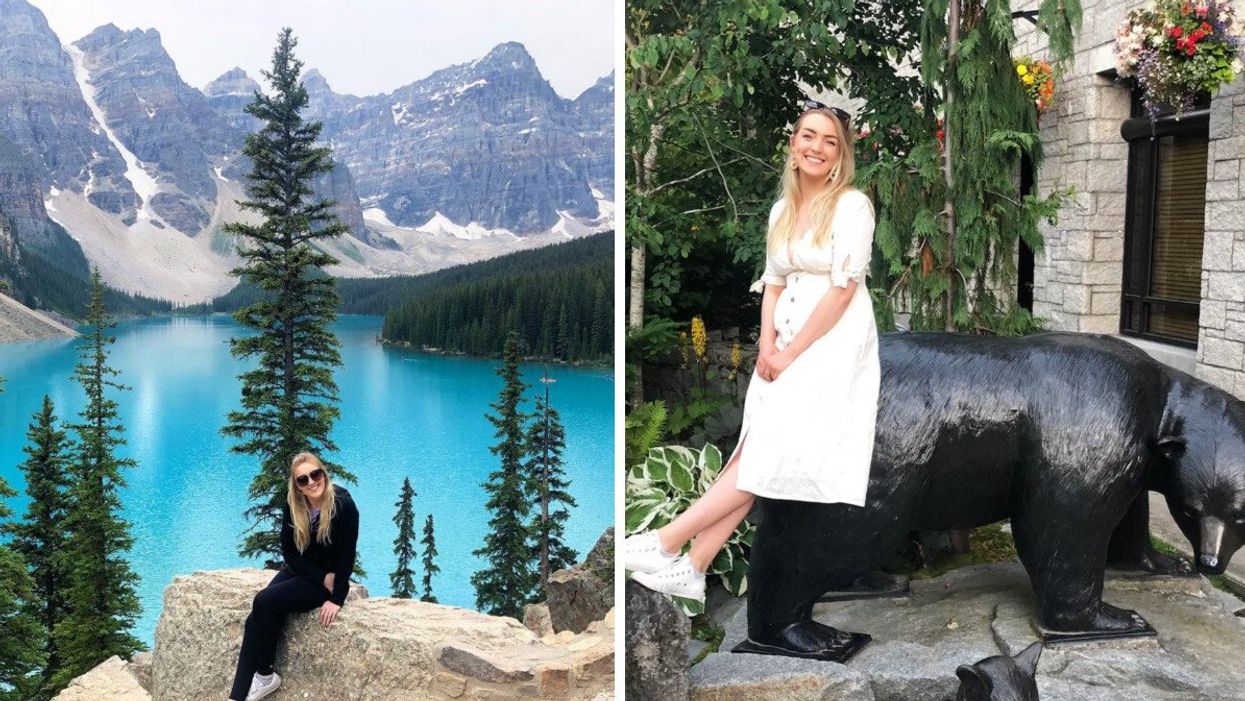 Helena at Moraine Lake. Right: Helena in B.C.