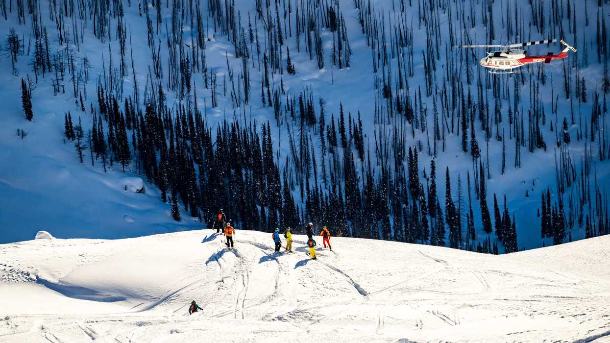Heli-skiers in British Columbia.