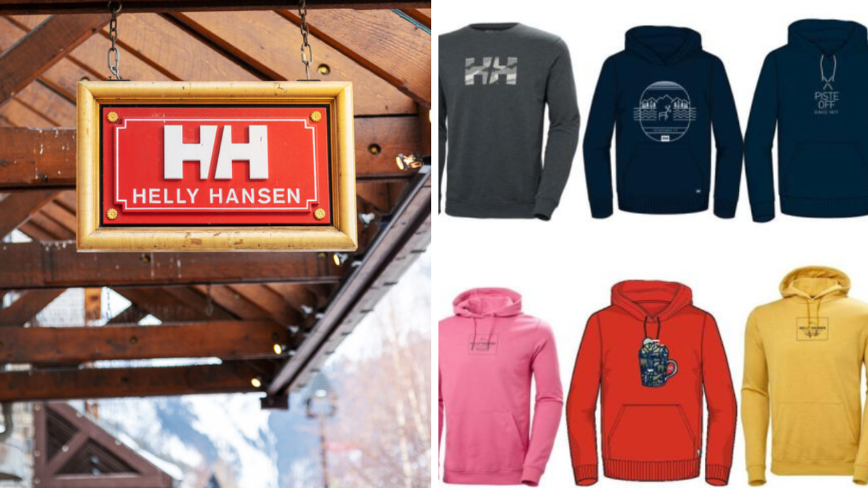 Helly Hansen. Droite : Des chandails Helly Hansen.