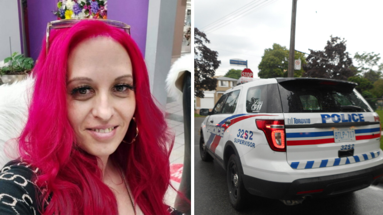 Henrietta Viski. Right: Toronto Police Service car.