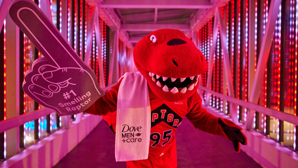 Here's why the Toronto Raptors mascot has been asking people on the street to sniff him