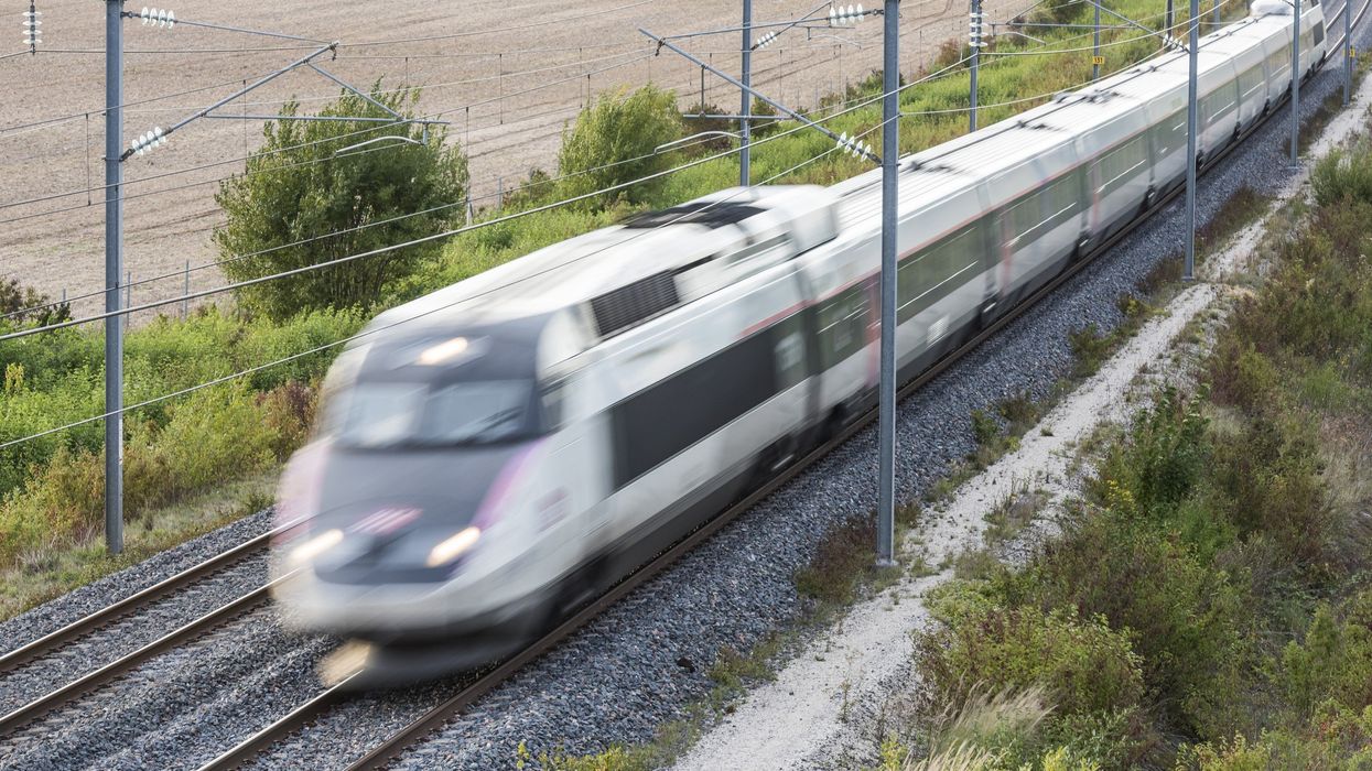 high-speed track travelling on a train track