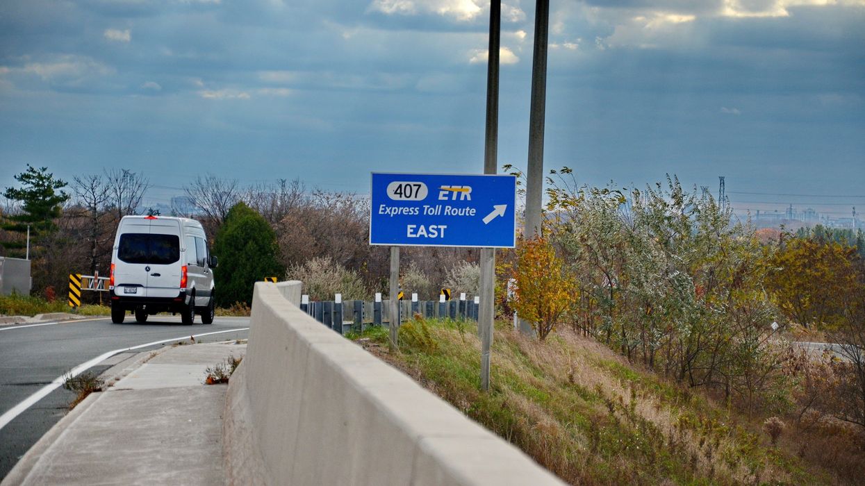 highway 407 express toll route sign at on ramp