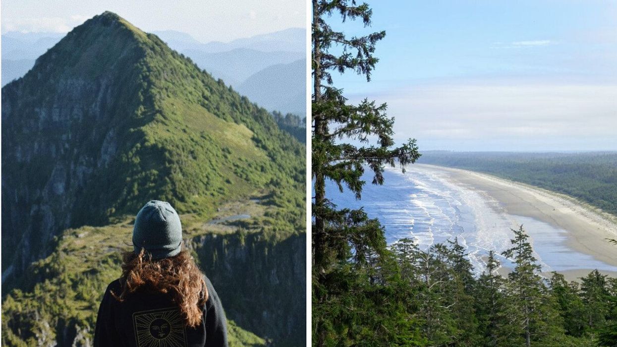 Hike in Haida Gwaii BC. Right: Haida Gwaii.