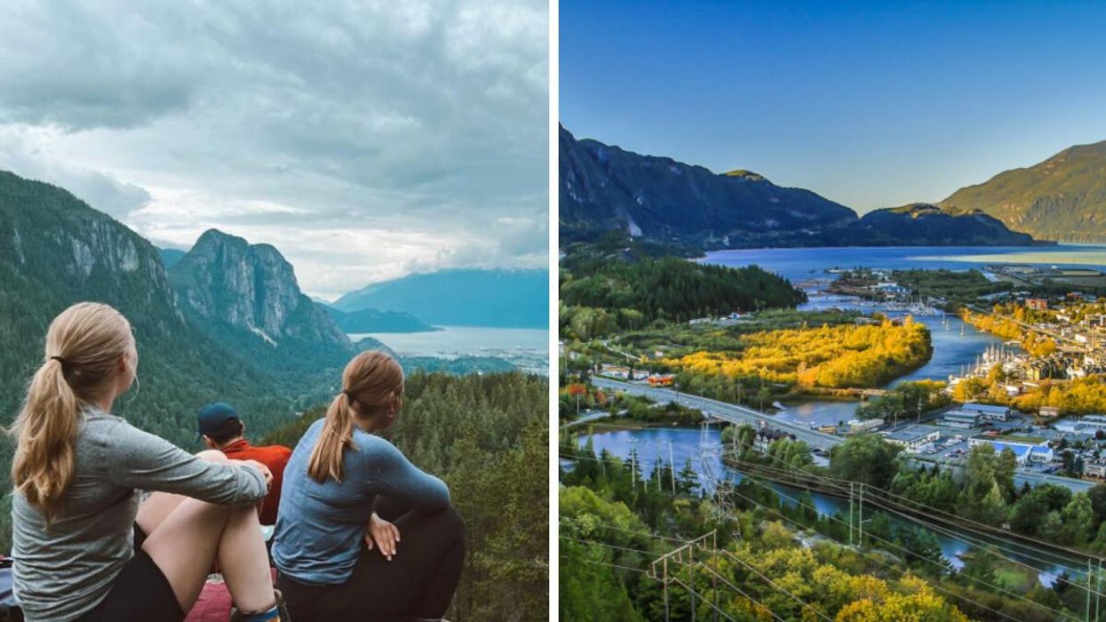Hike in Squamish. Right: Town of Squamish