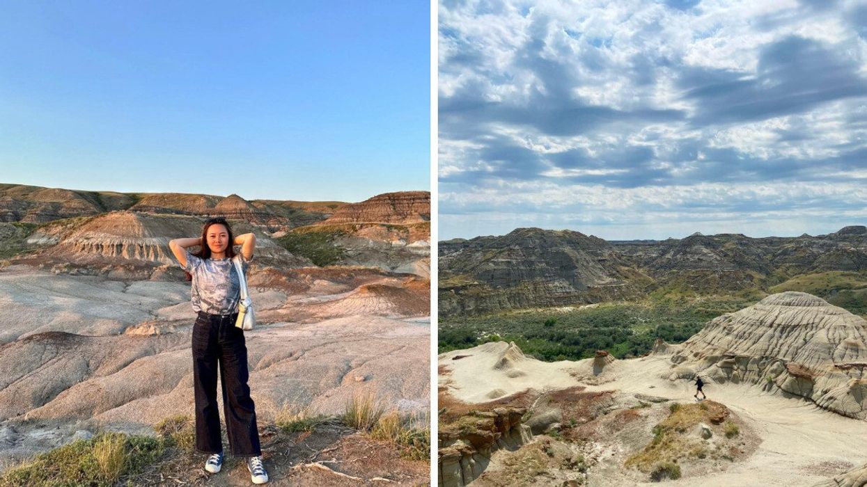 Hiking trail in Alberta. Right: Alberta landscape.