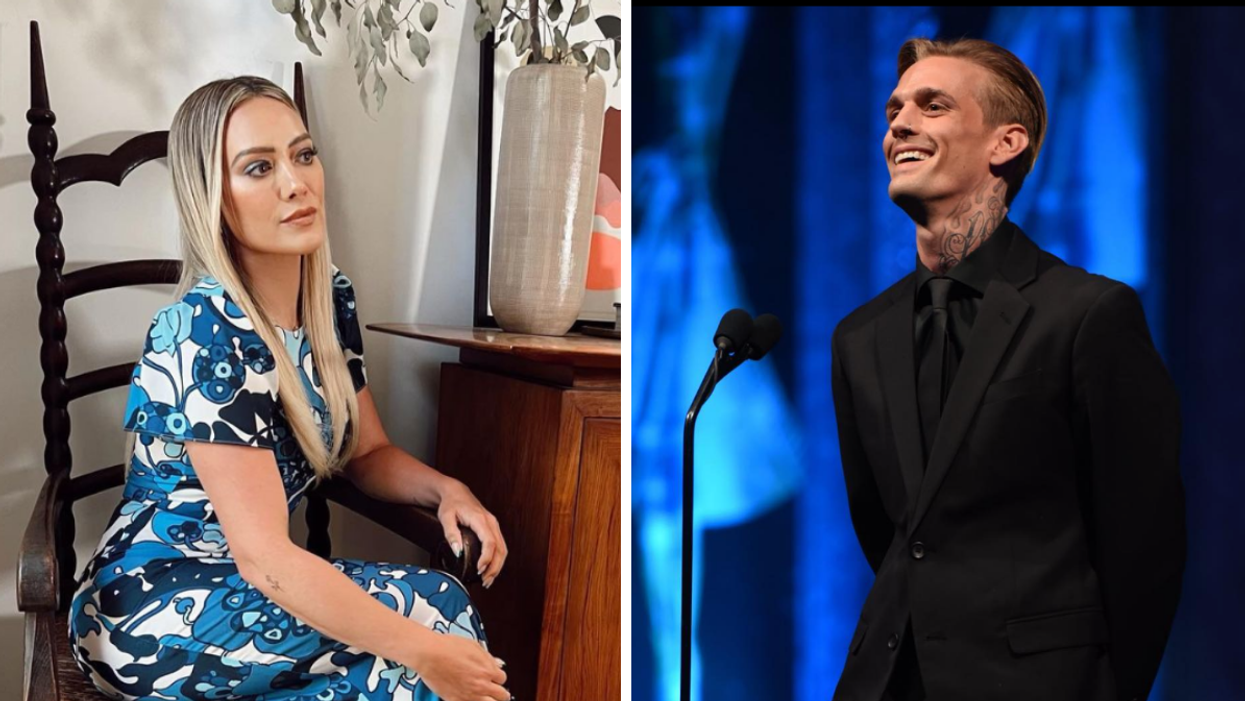 Hilary Duff. Right: Aaron Carter.