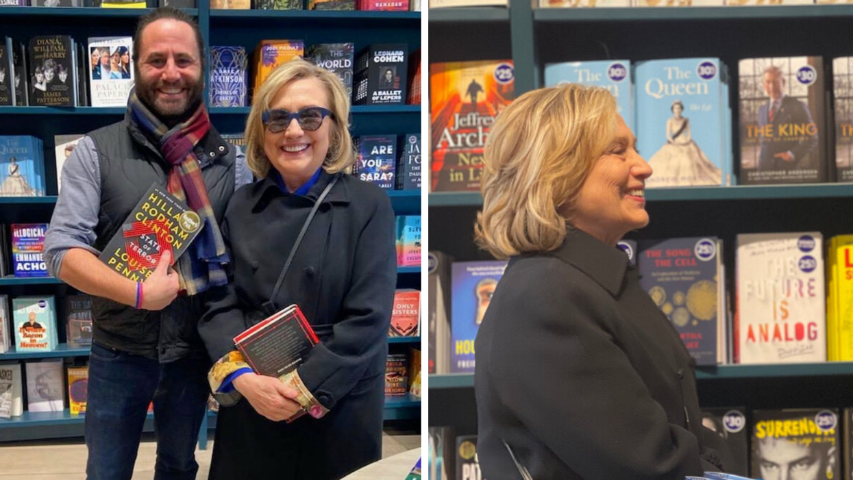 Hillary Clinton in Indigo.