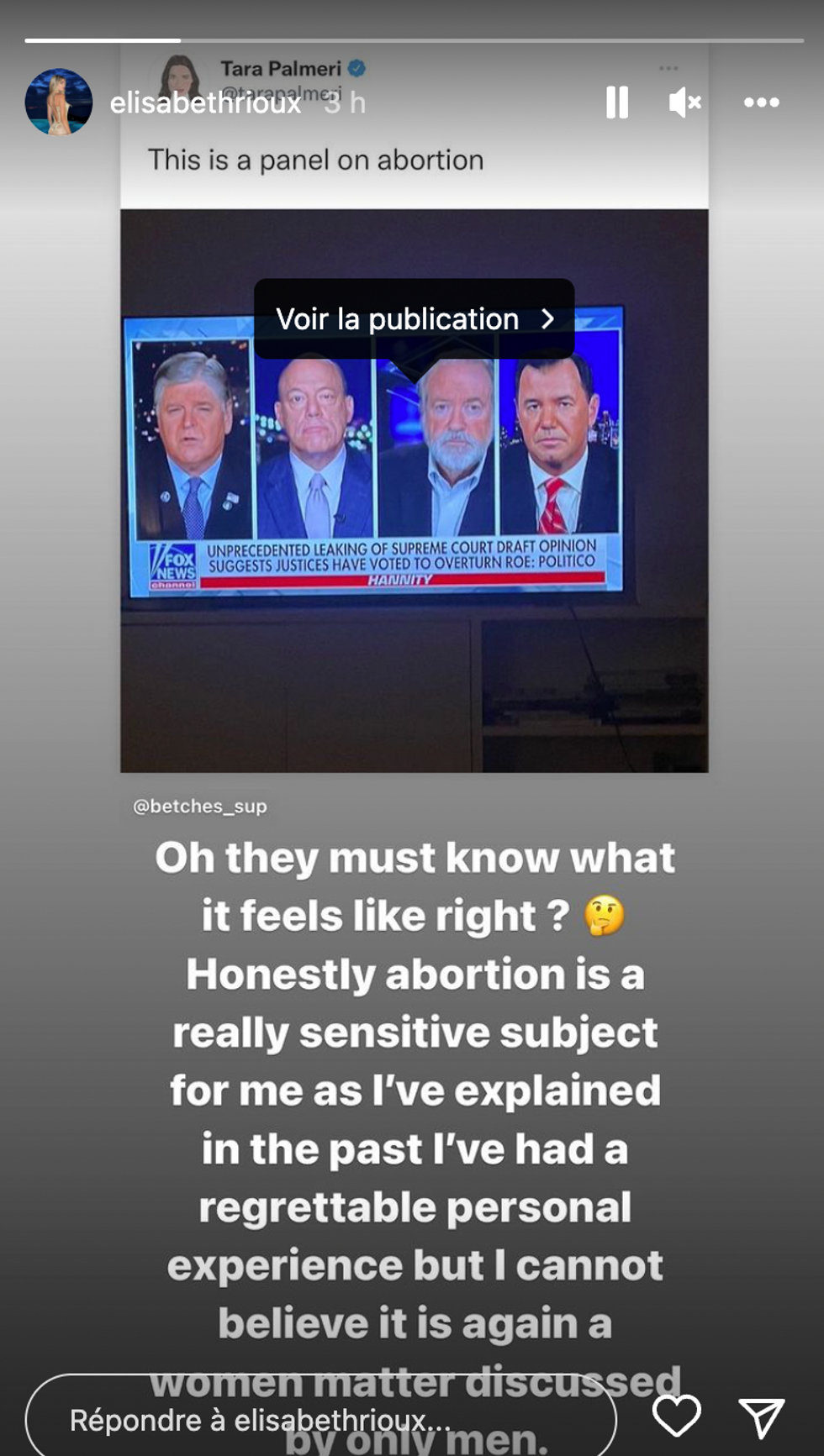 Histoire d'avortement d'\u00c9lisabeth Rioux.