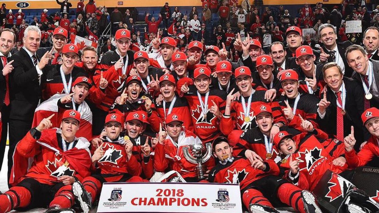 Hockey Canada's World Junior team after winning gold at the 2018 tournament.