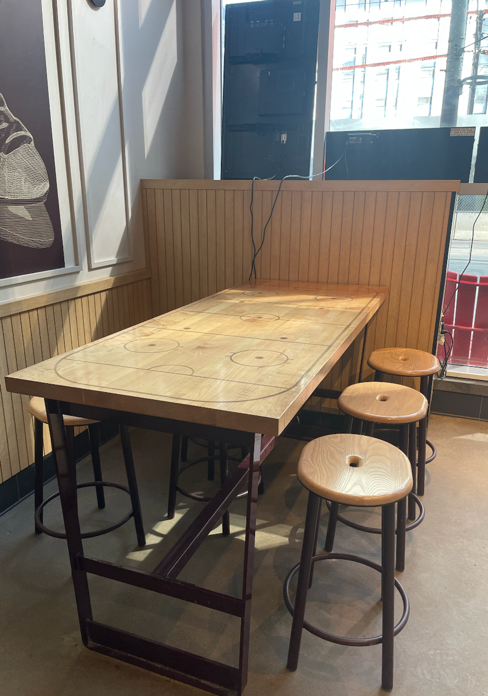 Hockey field print on a table.