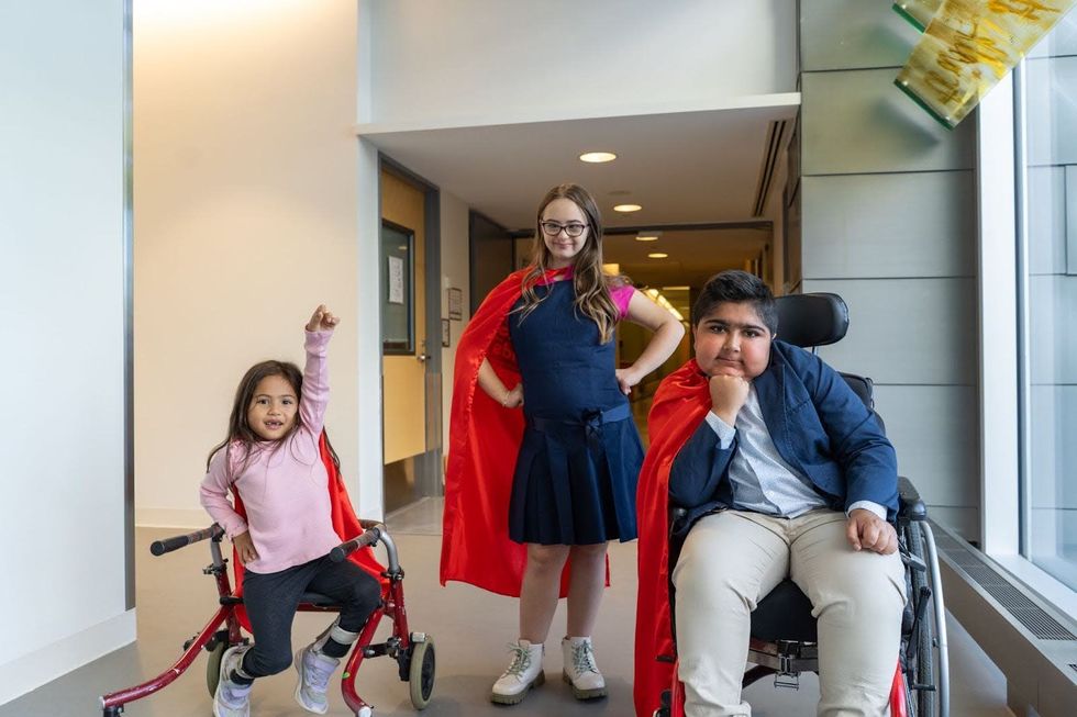 Holland Bloorview's Capes for Kids ambassadors (from left to right) Symone, Monika and Ragheeb.