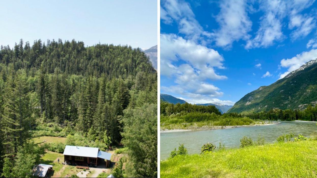 Home on the property. Right: River beside the property.