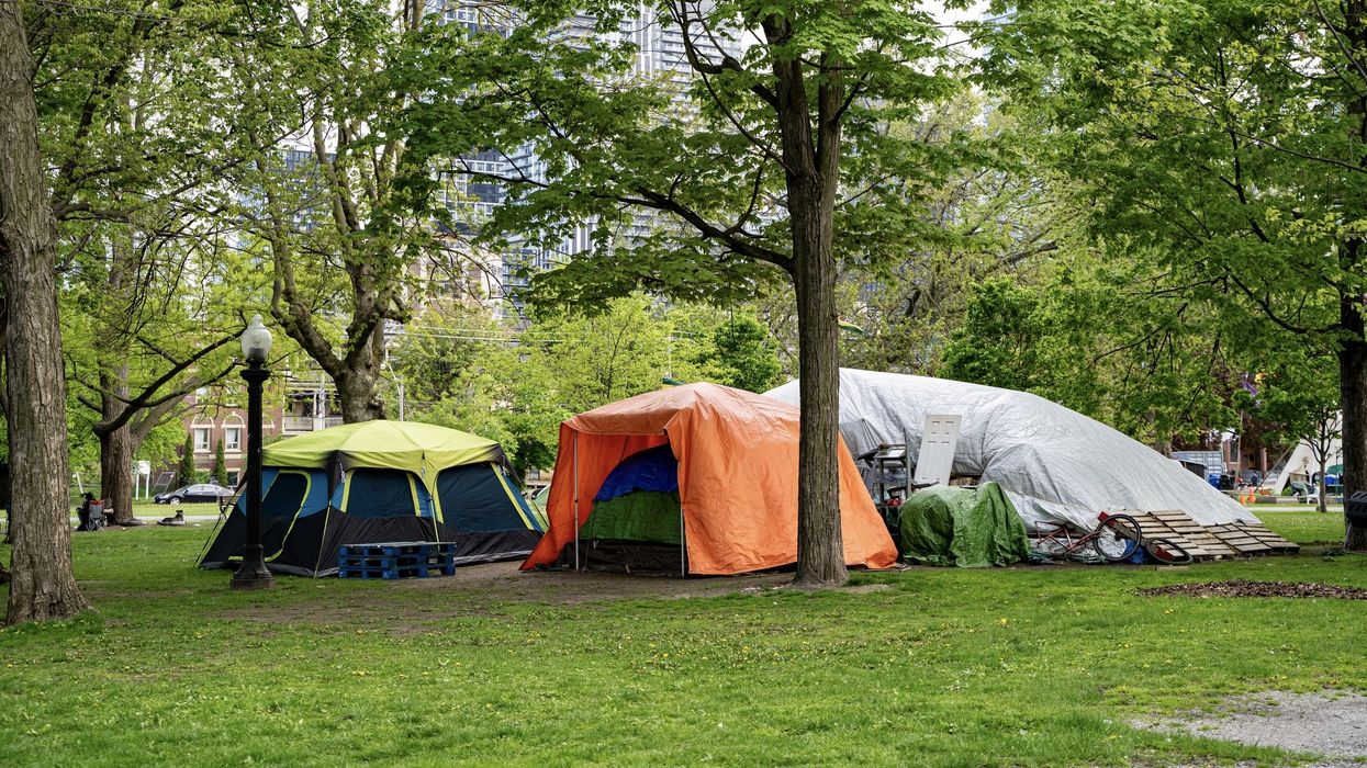 Homeless tents in a park in Toronto.