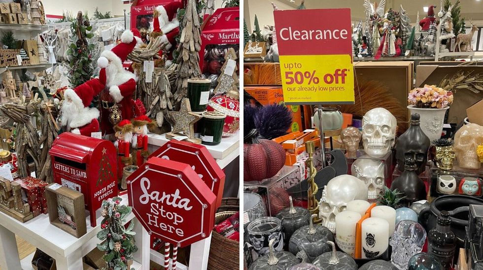 HomeSense Christmas decorations. Right: HomeSense products for Halloween.