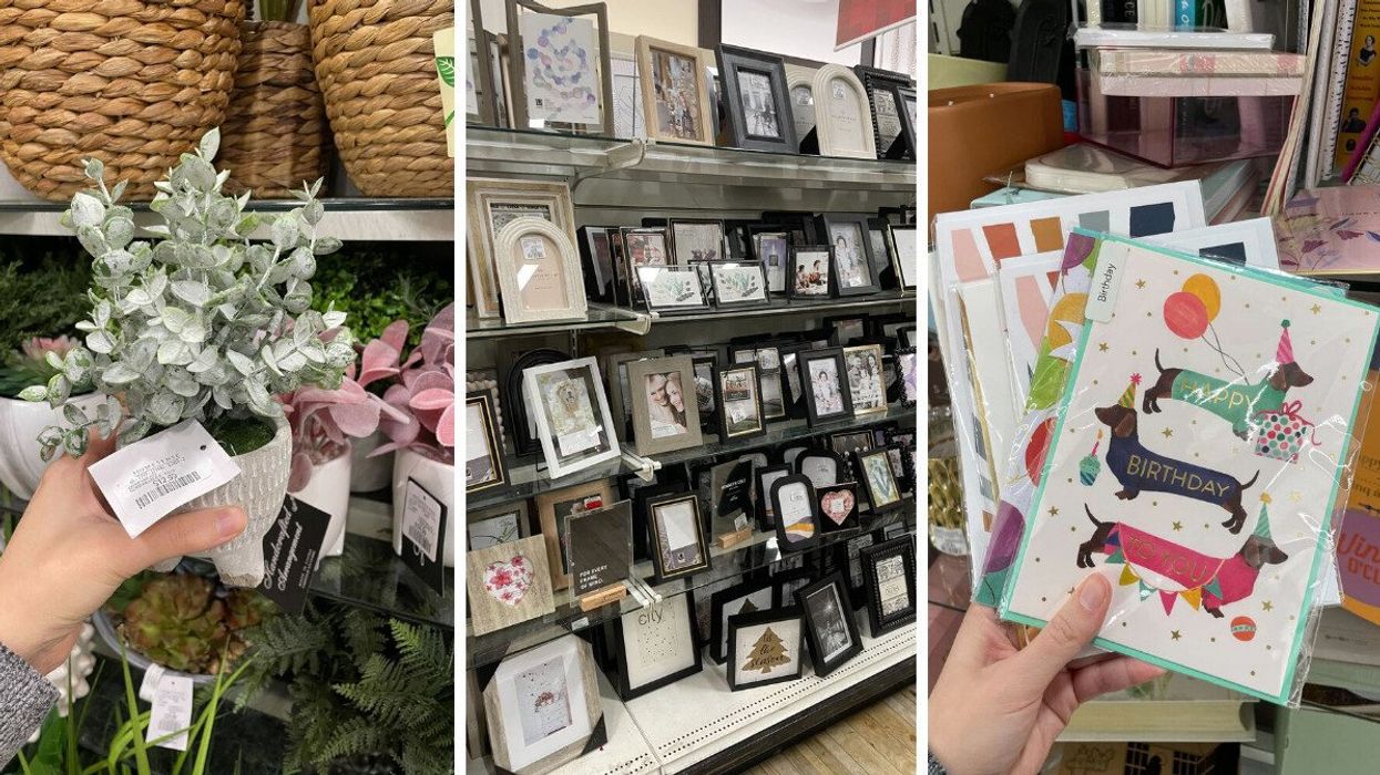 HomeSense fake plants. Centre: Frames at HomeSense. Right: Birthday and thank you cards from HomeSense.