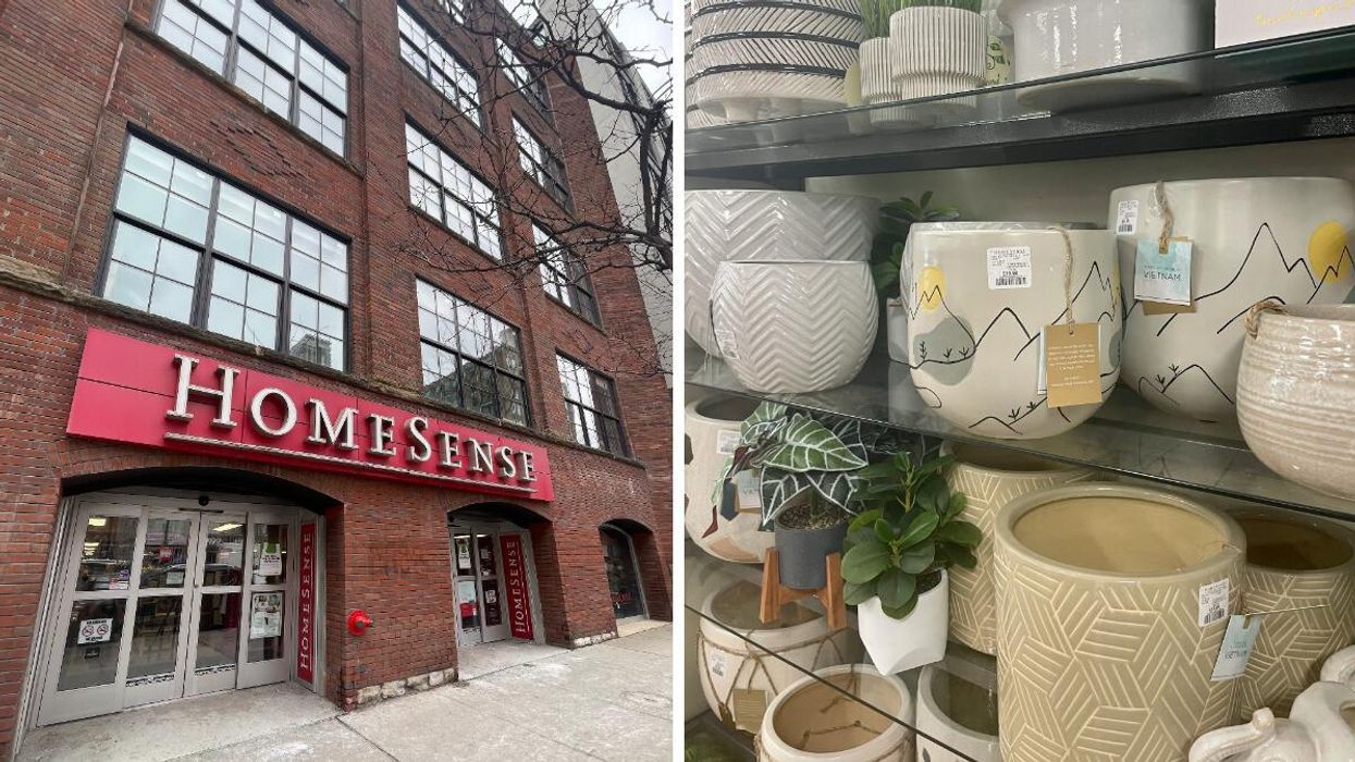 HomeSense in Toronto. Right: Plant pots at a HomeSense in Toronto.