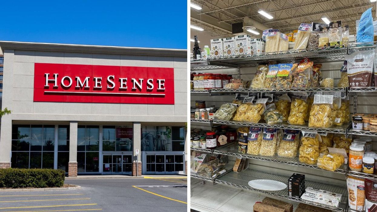 HomeSense location in Ontario. Right: Food and grocery items at HomeSense.
