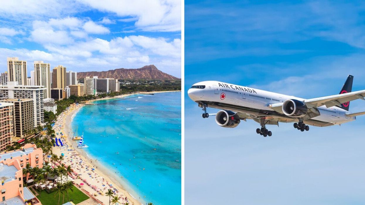 Honolulu, Hawaii. Right: An Air Canada plane.