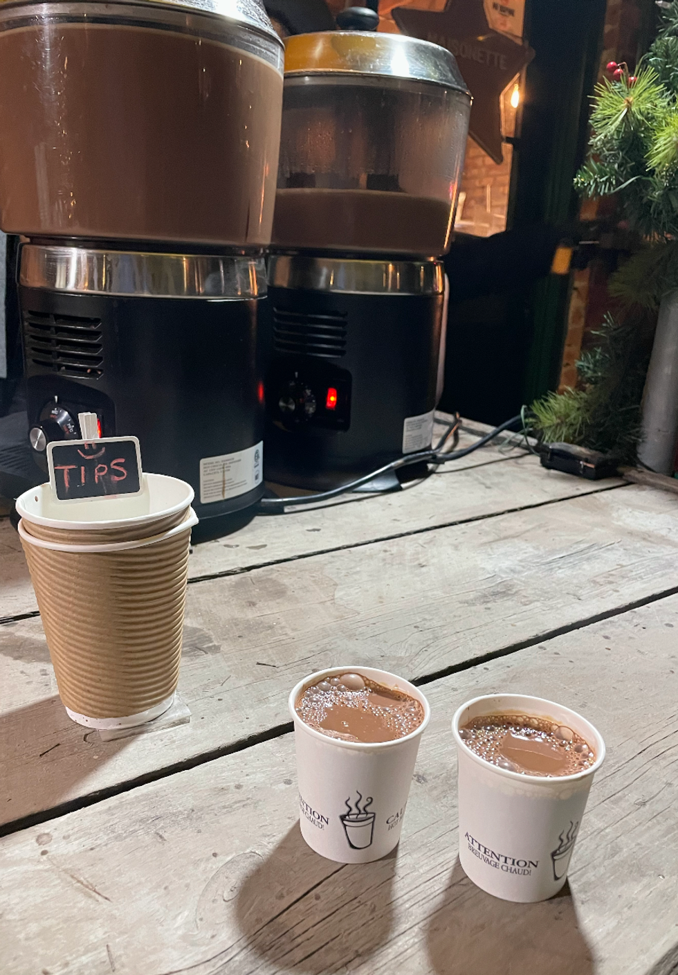 Hot chocolate at the Distillery District.