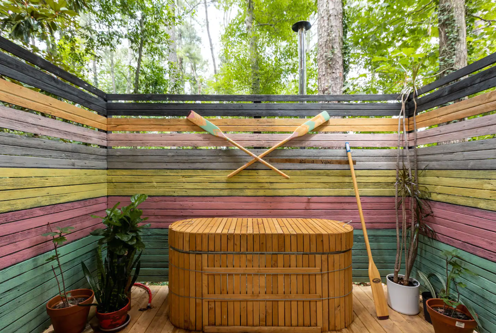 Hot tub at Young Wild & Tree (house).