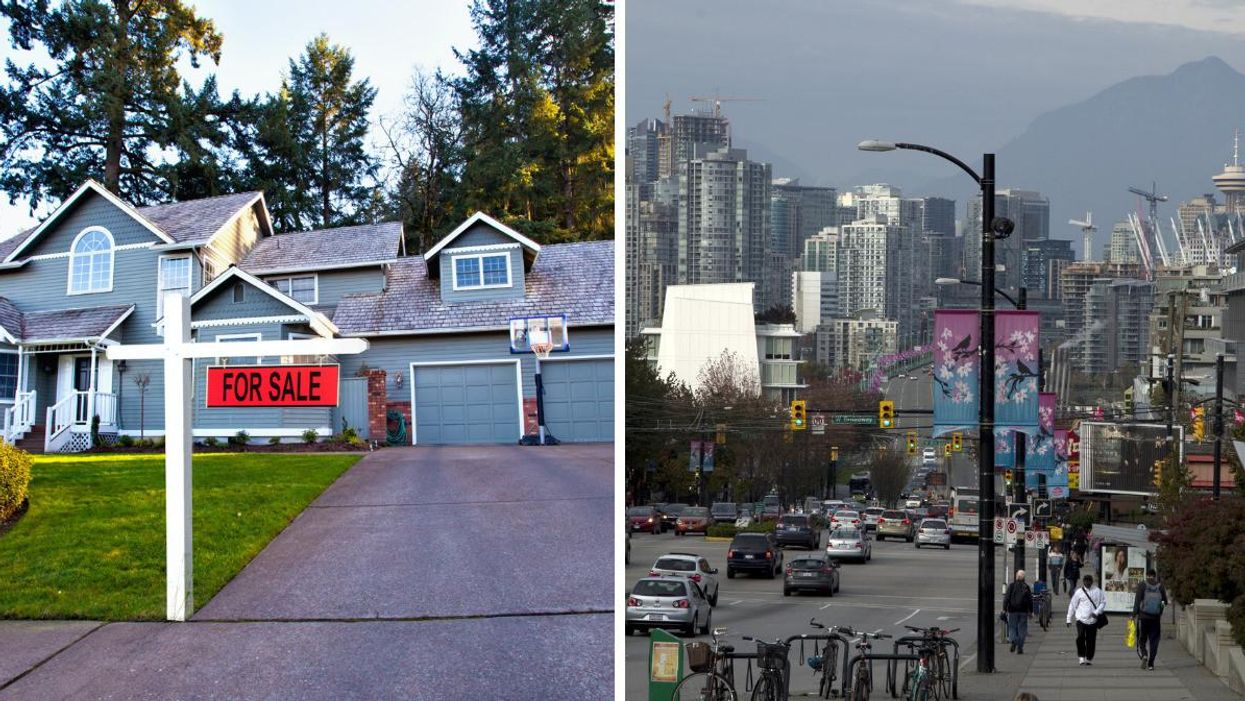 House for sale. Right: Vancouver, B.C.