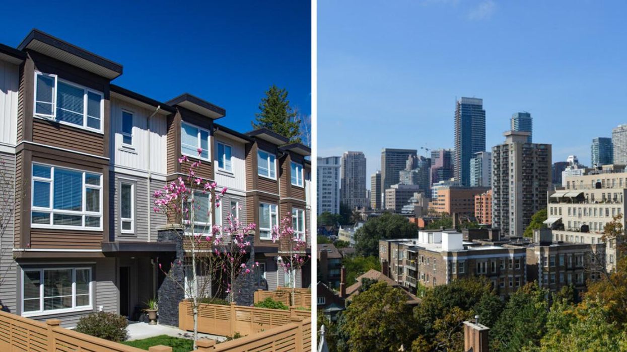 Houses in B.C. Right: Soaring condos in Toronto.