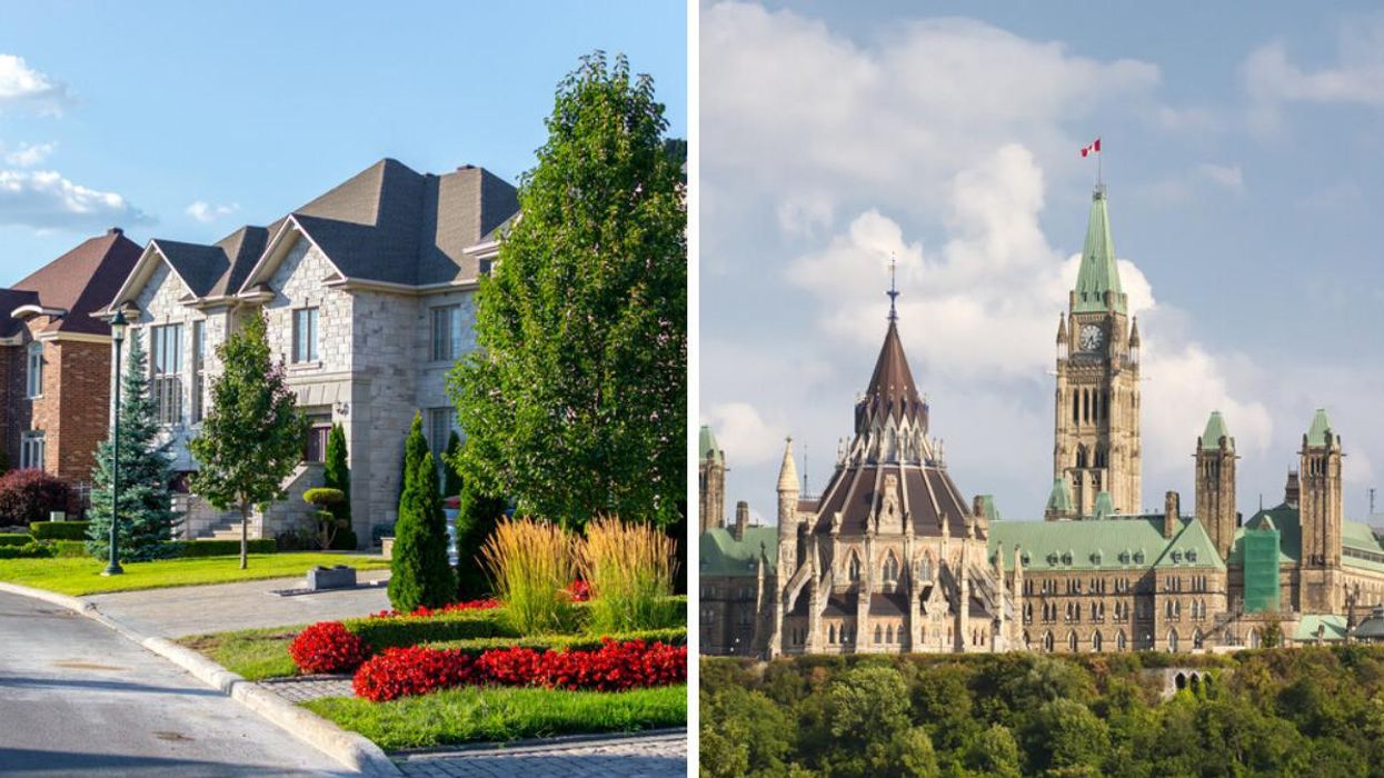 Houses. Right: Parliament Hill.
