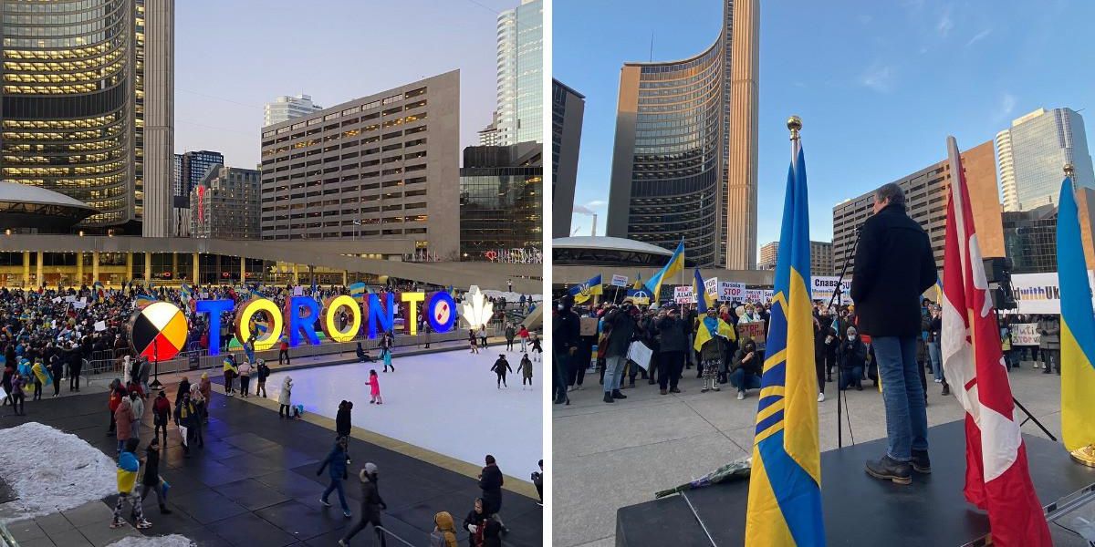 Toronto Ukraine Rally Torontonians Took Over Nathan Phillips Square & The City Lit Up For ...