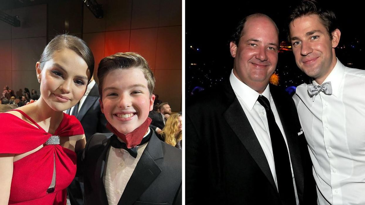 Iain Armitage with Selena Gomez, Right: Brian Baumgartner with The Office co-star John Krasinski.