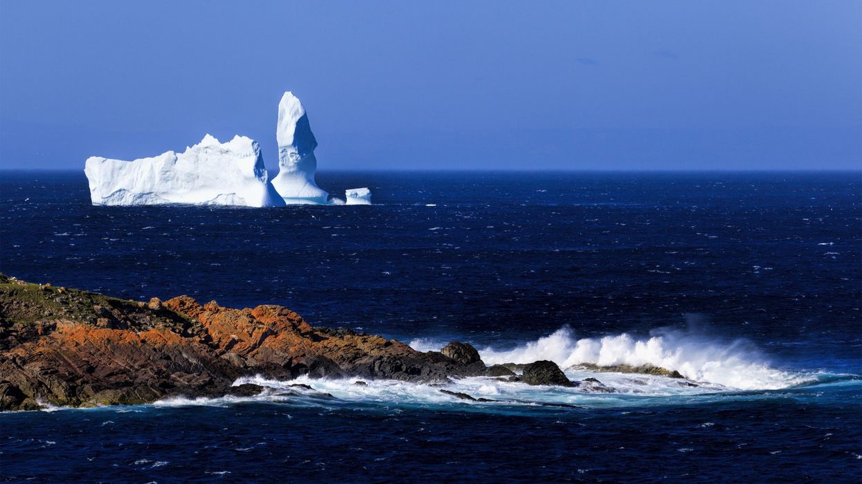 Iceberg floating on the ocean in Newfoundland.