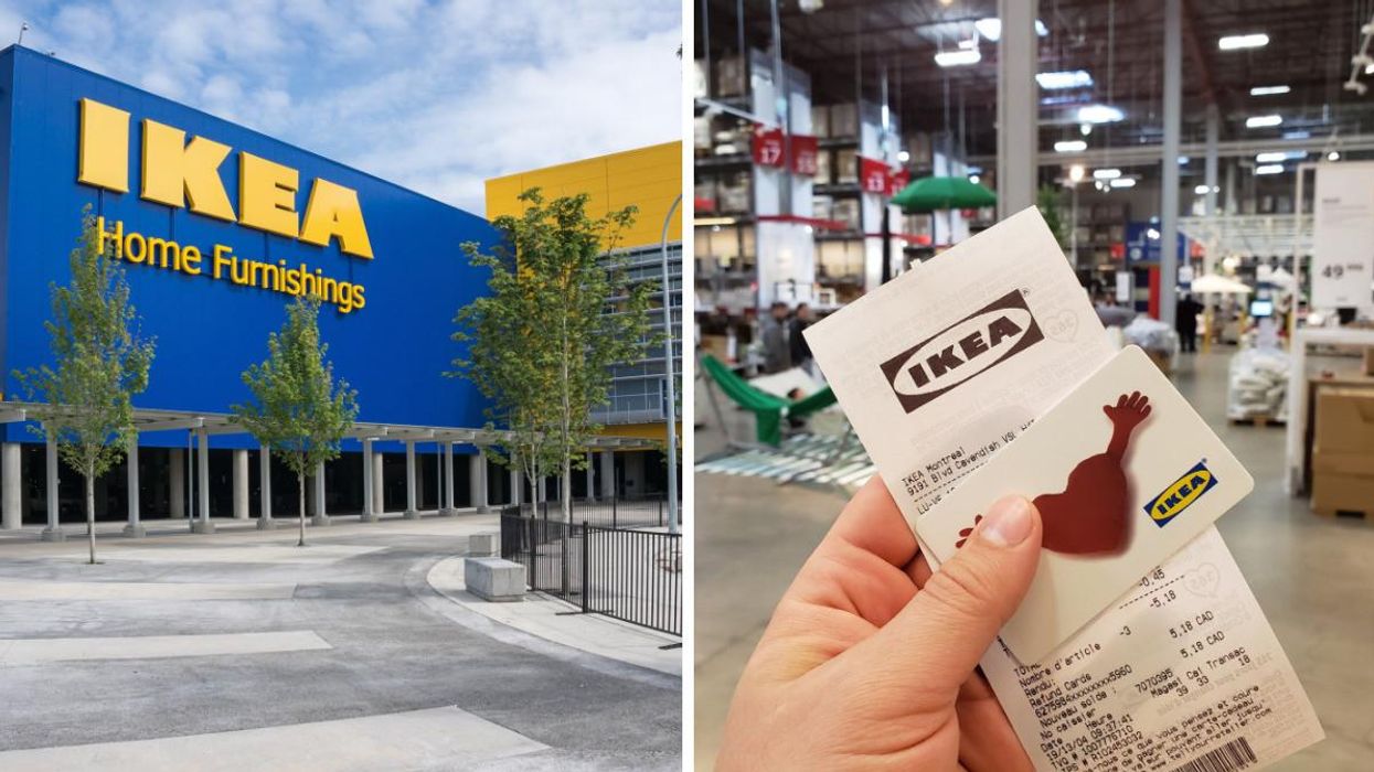 IKEA Canada location in B.C. Right: IKEA receipt and gift card.