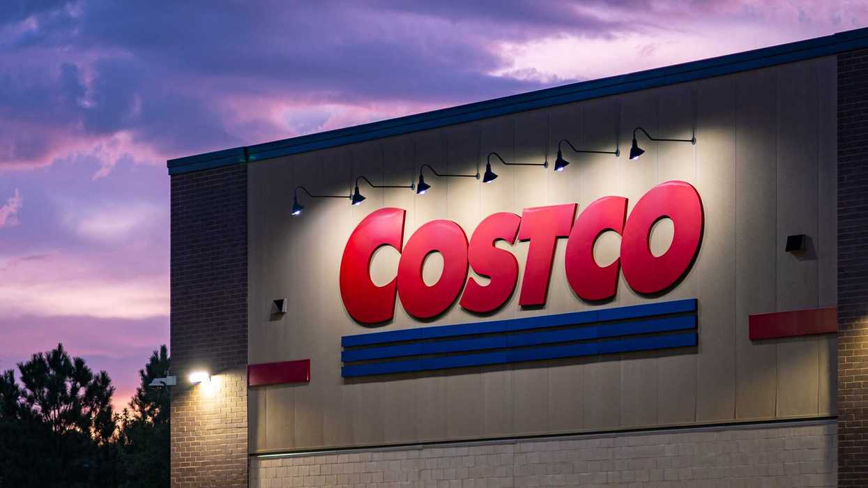 illuminated costco sign on a building