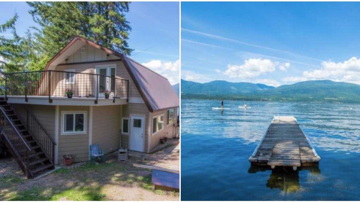 Retro BC Cabin For Sale Has A Beachside Patio & A Private Dock For All Your Tanning Needs