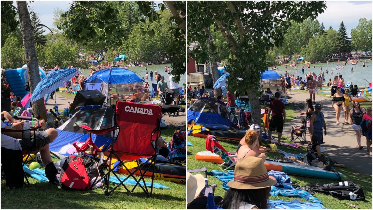An Alberta Lake Got So Crowded This Weekend & Social Distancing Didn't Happen (VIDEO)