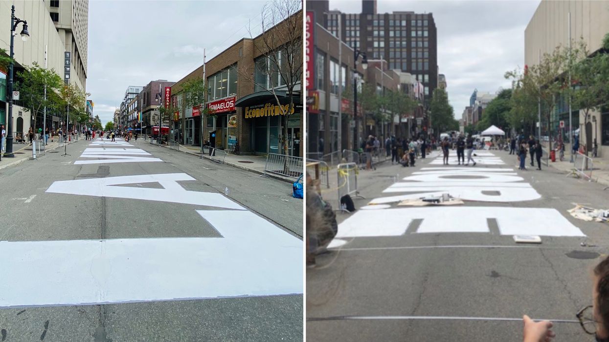 Une immense oeuvre #blacklivesmatter transforme cette rue de Montréal