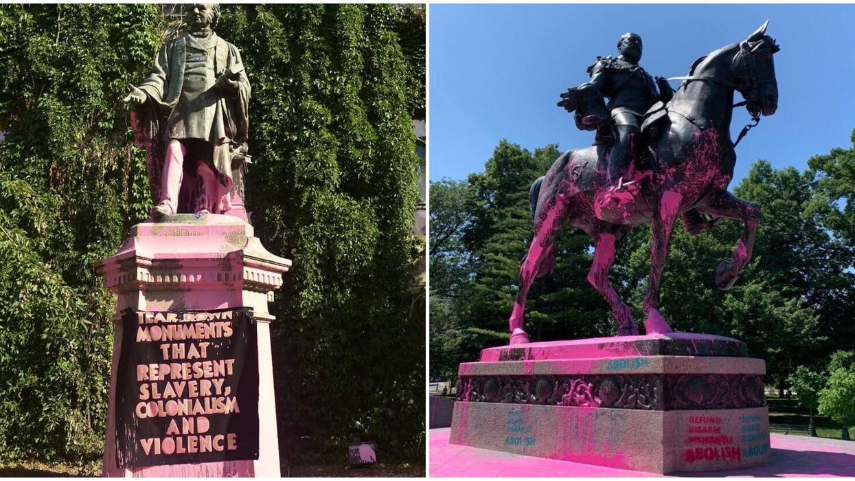 BLM Painted A Bunch Of Toronto Statues Pink & People Have Been Arrested (PHOTOS)