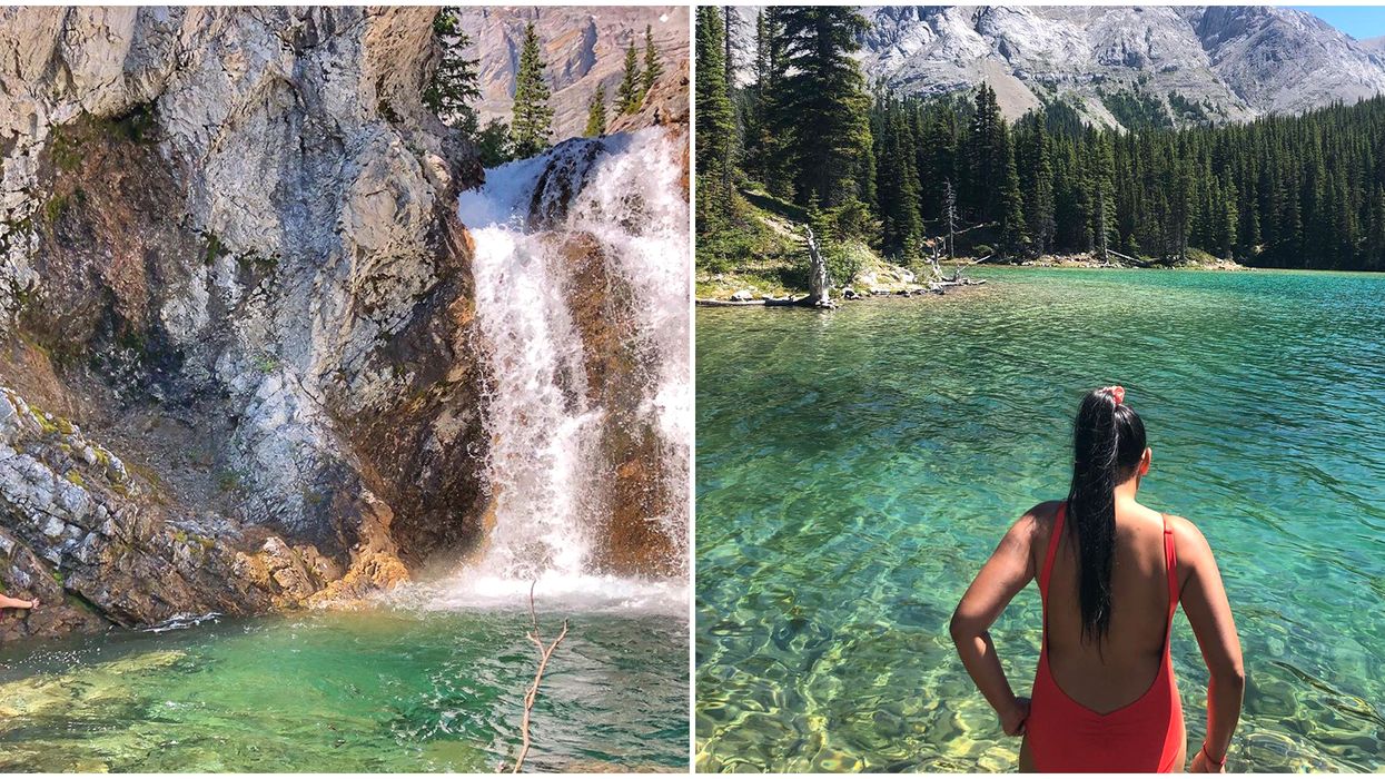 This Hike 2 Hours From Calgary Leads To A Waterfall Plunging Into A Crystal Clear Lake