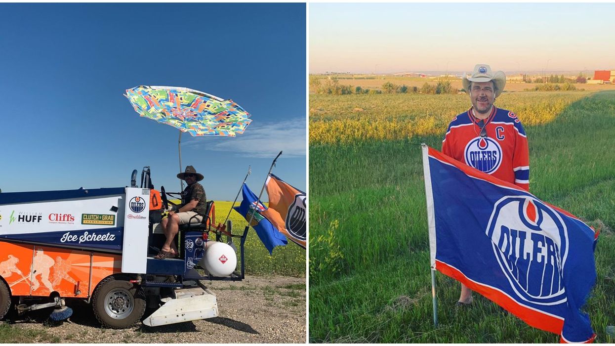 A Hockey Fan Is Driving A Zamboni 342-kms From Calgary To Edmonton For Charity