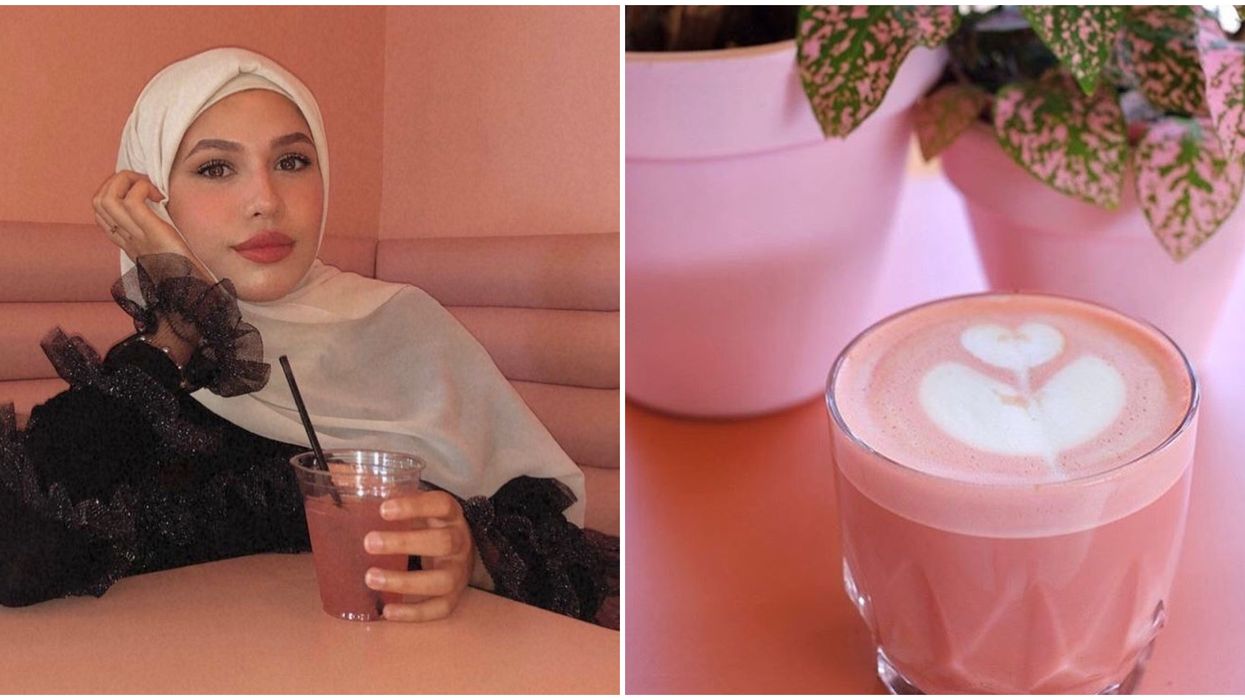 Tu peux boire un latte rose dans ce nouveau café pastel à Montréal